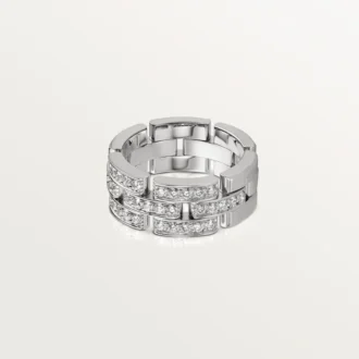 Maillon Panthere Ring, 3 Reihen mit Halbdiamanten – Weißgold, Diamanten – Cartier