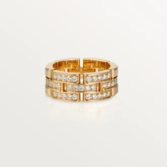 Maillon Panthere Ring, 3 Reihen mit halbem Diamantpavé – Roségold, Diamanten – Cartier
