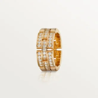 Maillon Panthere Ring, 3 Reihen mit halbem Diamantpavé – Roségold, Diamanten – Cartier