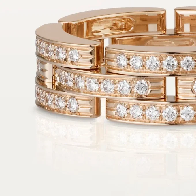 Maillon Panthere Ring, dreireihig, pavé