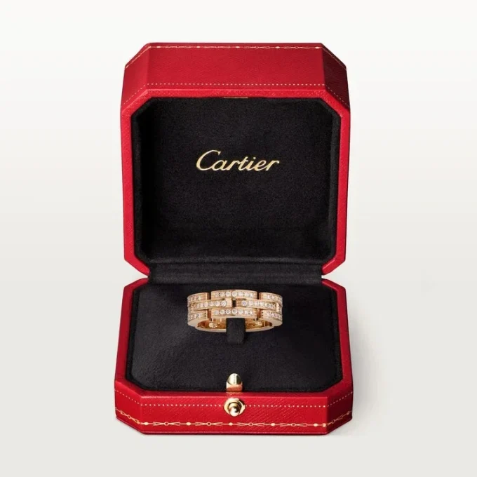 Maillon Panthere Ring, dreireihig, pavé