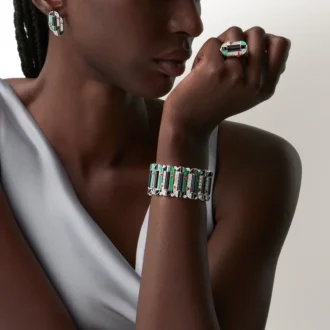 Armbänder „Geometrie & Contrastes“, Chrysopras, Pavé