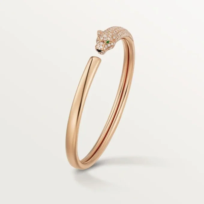 Panthere de Cartier Armband, kleines Modell, halb mit Diamanten besetzt