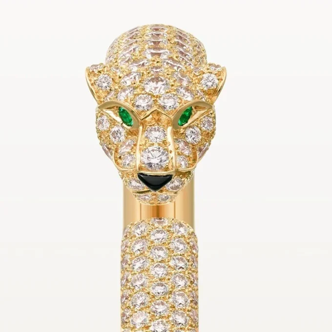 Panthere de Cartier Armband, kleines Modell, halb mit Diamanten besetzt