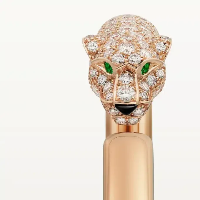Panthere de Cartier Armband, kleines Modell, halb mit Diamanten besetzt
