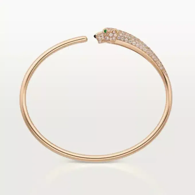 Panthere de Cartier Armband, kleines Modell, halb mit Diamanten besetzt