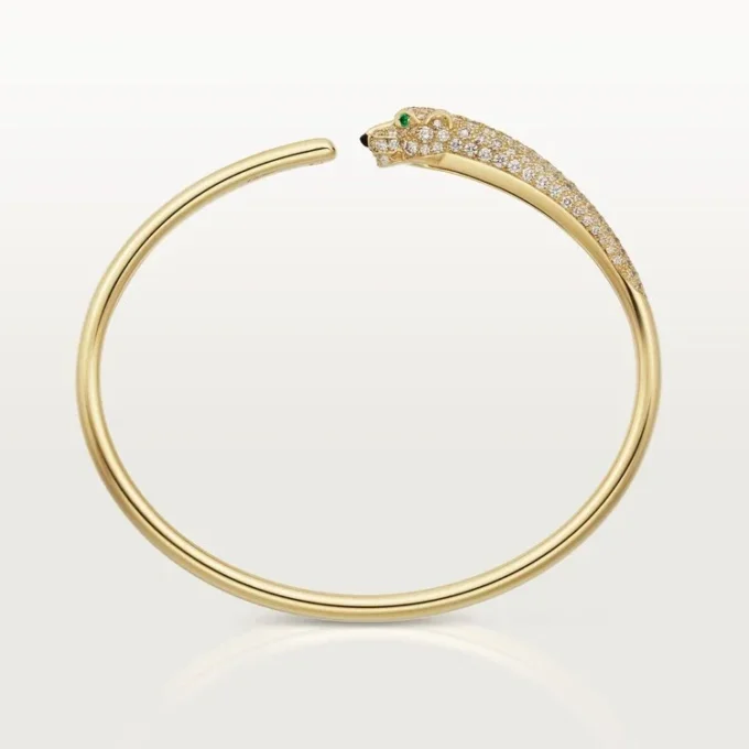 Panthere de Cartier Armband, kleines Modell, halb mit Diamanten besetzt