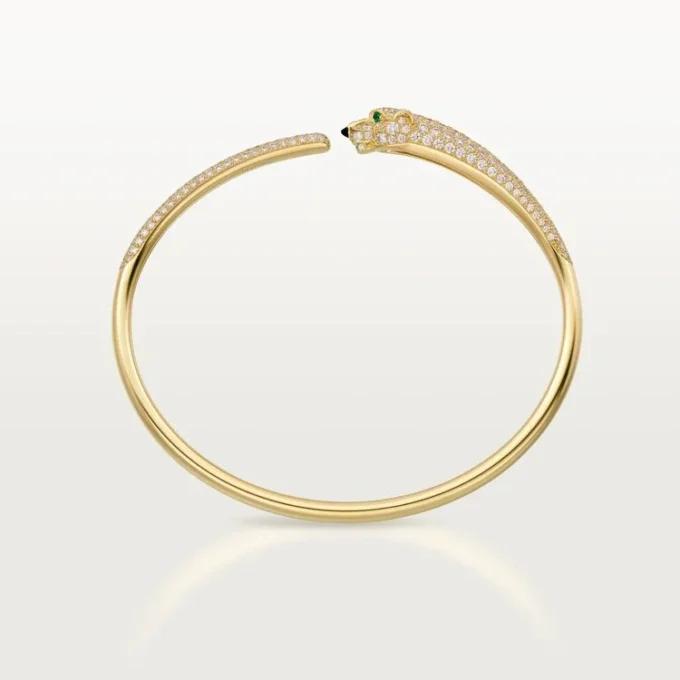 Panthere de Cartier Armband, kleines Modell, halb mit Diamanten besetzt
