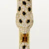 Panthere De Cartier Armband, mittleres Modell, halb pavé-besetzt