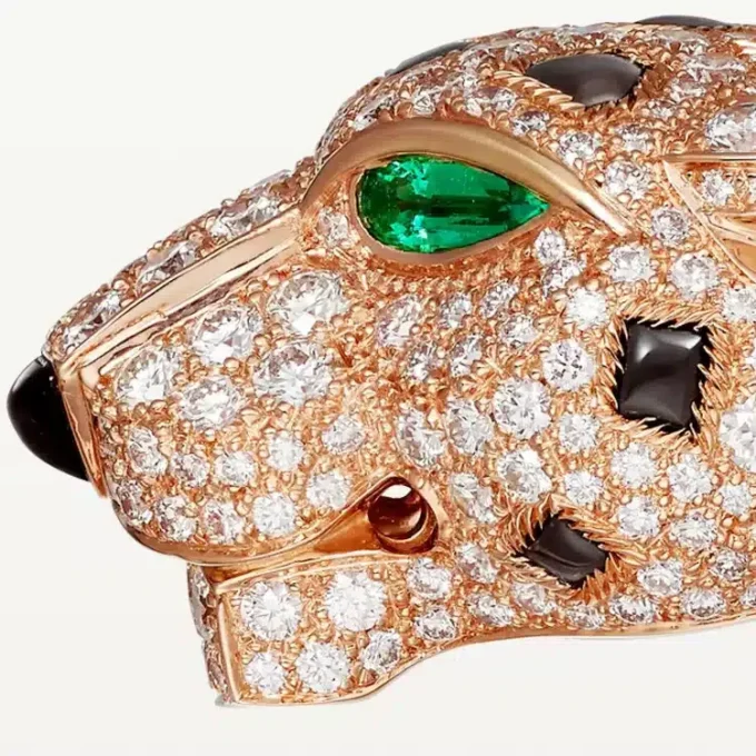 Panthere De Cartier Armband, Obsidian, pavé-gefasst