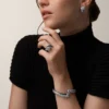 Panthere De Cartier Armband, schwarzer Lack, pavé-besetzt