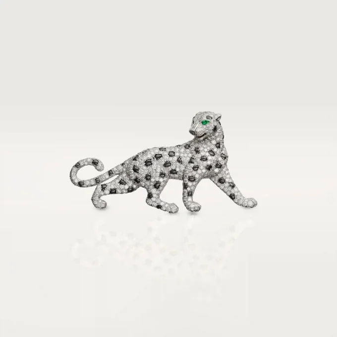 Panthere De Cartier Brosche – Weißgold, Smaragde, Onyx, Diamanten – Cartier