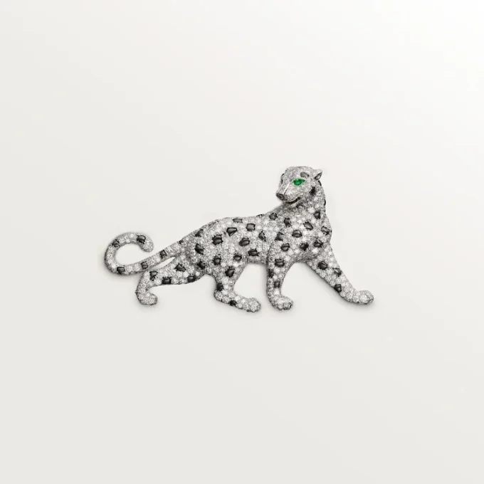 Panthere De Cartier Brosche – Weißgold, Smaragde, Onyx, Diamanten – Cartier