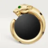 Panthere De Cartier Manschettenknöpfe – Gelbgold, Onyx, Tsavorite und schwarzer Lack – Cartier