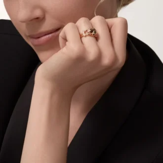Panthere De Cartier Ring – Roségold, Tsavorit-Granate, Onyx, schwarzer Lack, Diamanten – Cartier