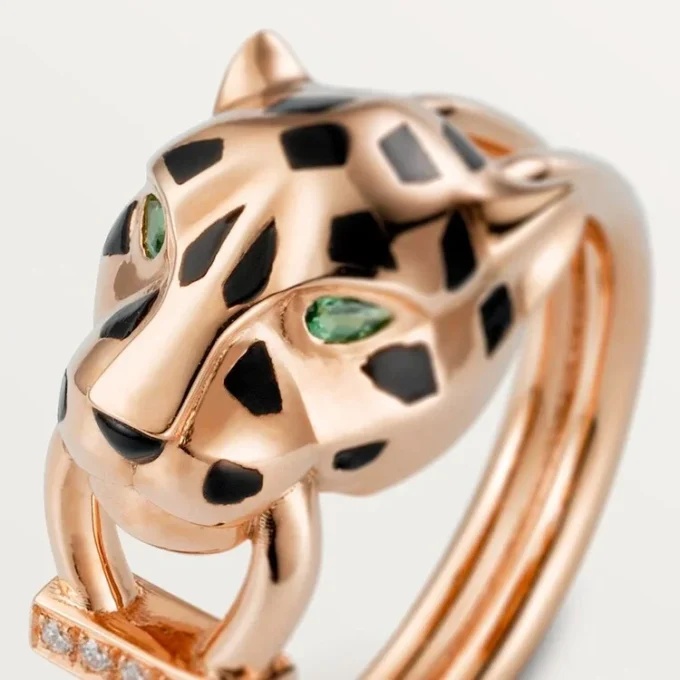 Panthere De Cartier Ring – Roségold, Tsavorit-Granate, Onyx, schwarzer Lack, Diamanten – Cartier