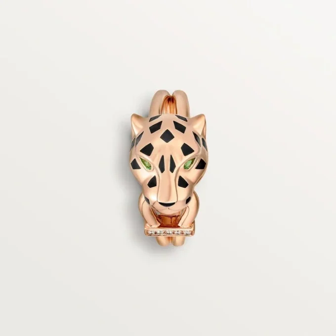 Panthere De Cartier Ring – Roségold, Tsavorit-Granate, Onyx, schwarzer Lack, Diamanten – Cartier