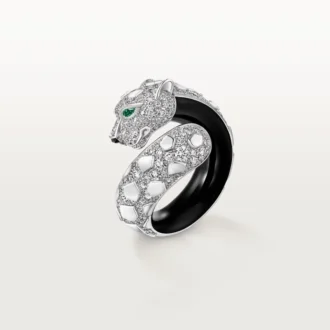 Panthere De Cartier Ring, schwarzer Lack, pavé-besetzt