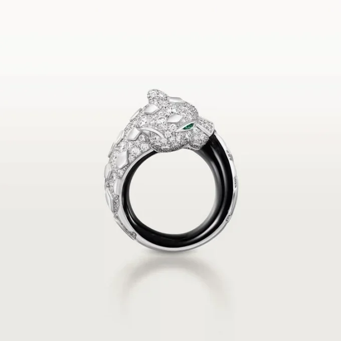 Panthere De Cartier Ring, schwarzer Lack, pavé-besetzt