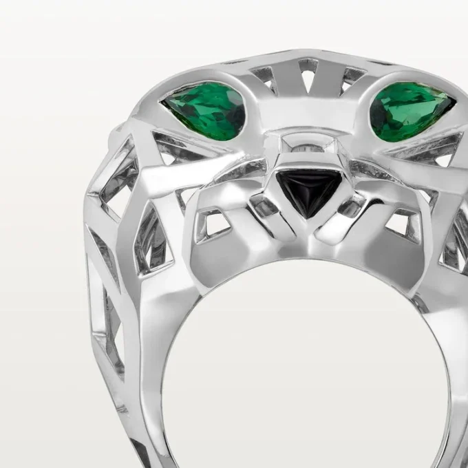 Panthere De Cartier Ring – Weißgold ohne Rhodinierung, Tsavorit-Granate, Onyx – Cartier