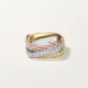 Trinity Cushion Ring, klassisches Modell, mit Pavé-Besatz