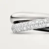Trinity-Ring, Keramik, kleines Modell, halb pavé-besetzt
