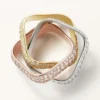 Trinity-Ring, kissenförmig, großes Modell, mit Pavé-Besatz