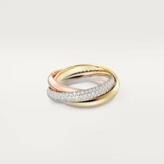 Trinity-Ring, klassisches Modell, halb pavé-besetzt