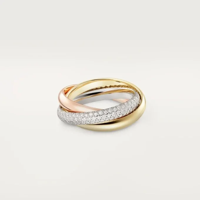 Trinity-Ring, klassisches Modell, halb pavé-besetzt