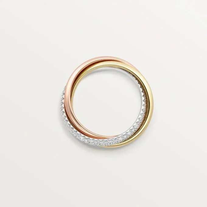 Trinity-Ring, klassisches Modell, halb pavé-besetzt