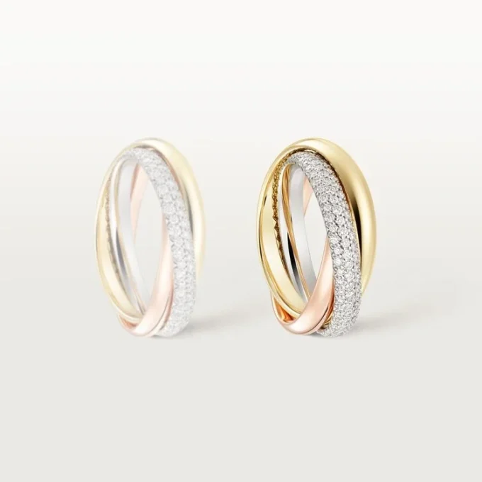 Trinity-Ring, klassisches Modell, halb pavé-besetzt