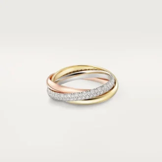 Trinity-Ring, kleines Modell, halb pavé-besetzt