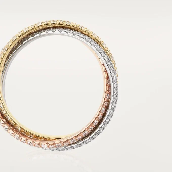 Trinity-Ring, kleines Modell, mit Pavé-Besatz