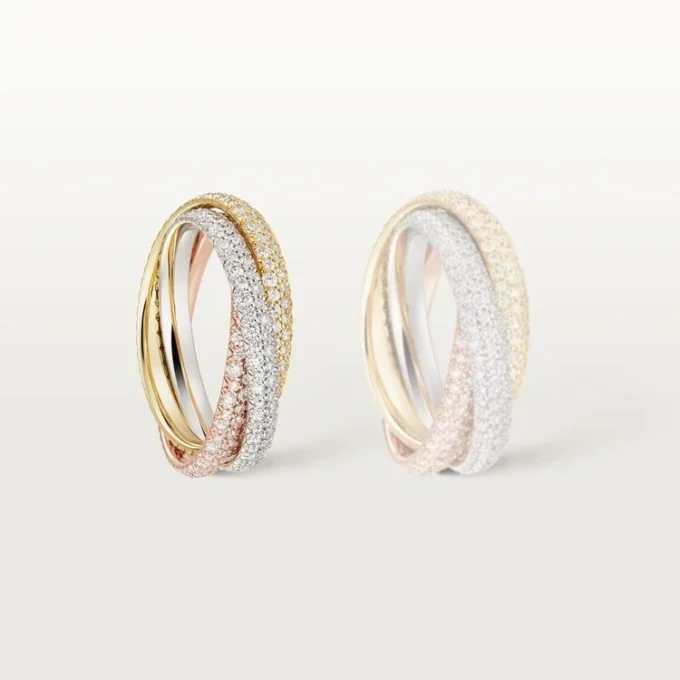 Trinity-Ring, kleines Modell, mit Pavé-Besatz