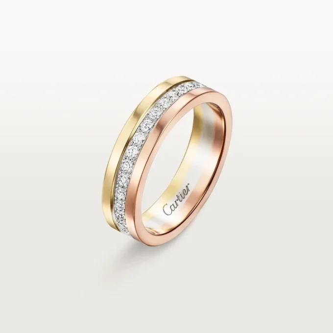 Vendome Louis Cartier Ehering, 4,8 mm Breite, pavé-besetzt