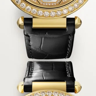 Weitere Panthere-Schmuck-Uhren – 41 mm, mechanisches Handaufzugswerk, 18 Karat Gelbgold, Diamanten, austauschbare Lederarmbänder – Cartier